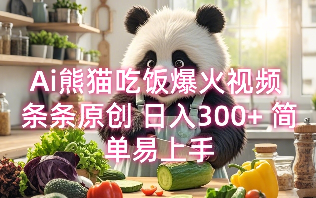Ai熊猫吃饭爆火视频 条条原创 日入300+ 简单易上手插图 Ai熊猫吃饭爆火视频 条条原创 日入300+ 简单易上手