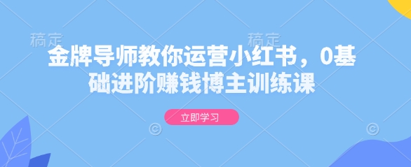 金牌导师教你运营小红书,0基础进阶赚钱博主训练课插图 金牌导师教你运营小红书,0基础进阶赚钱博主训练课