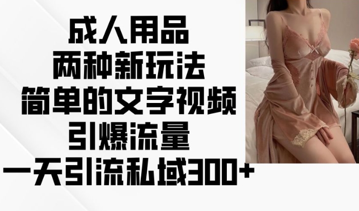 成人用品两种新玩法,简单的文字视频引爆流量,一天引流私域300+插图 成人用品两种新玩法,简单的文字视频引爆流量,一天引流私域300+
