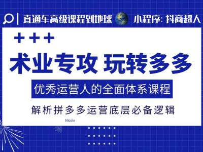 术业专攻玩转多多,优秀运营人的全面体系课程,解析拼多多运营底层必备逻辑插图 术业专攻玩转多多,优秀运营人的全面体系课程,解析拼多多运营底层必备逻辑
