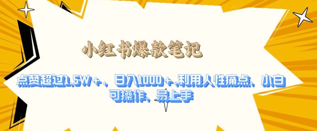 利用人性的痛点,打造爆款笔记,获得点赞超过1.5W+,日入1k【揭秘】插图 利用人性的痛点,打造爆款笔记,获得点赞超过1.5W+,日入1k【揭秘】
