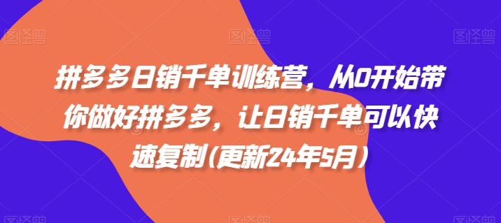 拼多多日销千单训练营,从0开始带你做好拼多多,让日销千单可以快速复制(更新24年12月)插图 拼多多日销千单训练营,从0开始带你做好拼多多,让日销千单可以快速复制(更新24年12月)