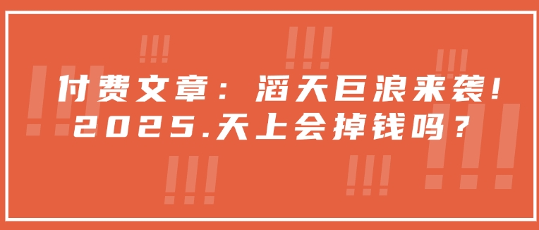 付费文章:滔天巨浪来袭!2025天上会掉钱吗?插图 付费文章:滔天巨浪来袭!2025天上会掉钱吗?