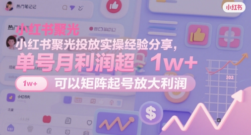 小红书聚光投放实操经验分享,单号月利润超1w+,可以矩阵起号放大利润插图 小红书聚光投放实操经验分享,单号月利润超1w+,可以矩阵起号放大利润
