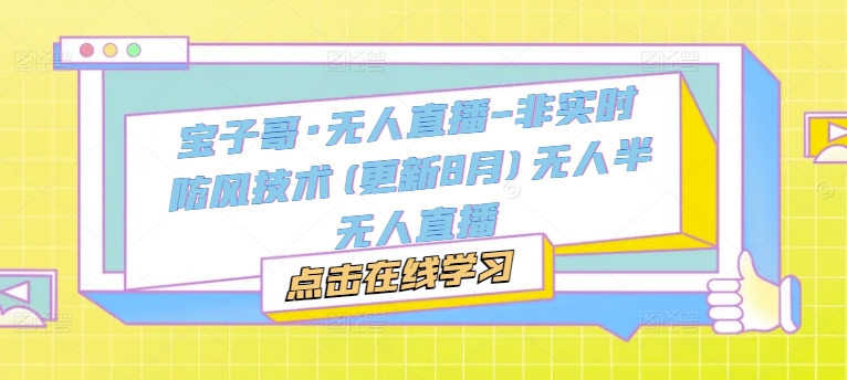宝子哥·无人直播-非实时防风技术(更新25年6月)无人半无人直播