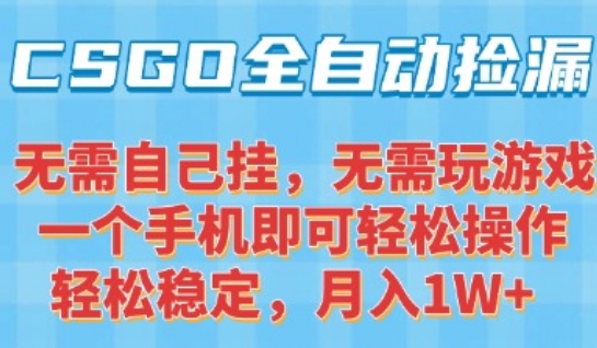 CSGO自动捡漏项目,最新独家玩法,一个手机可操作,新手小白轻松月入1W+,操作简单易上手【揭秘】插图 CSGO自动捡漏项目,最新独家玩法,一个手机可操作,新手小白轻松月入1W+,操作简单易上手【揭秘】