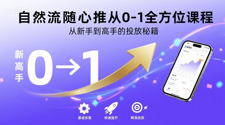 自然流随心推从0-1全方位课程,从新手到高手的投放秘籍插图 自然流随心推从0-1全方位课程,从新手到高手的投放秘籍