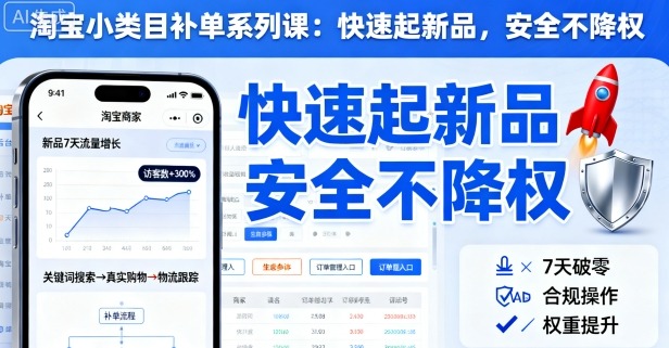 淘宝小类目补单系列课,快速起新品,安全不降权插图 淘宝小类目补单系列课,快速起新品,安全不降权