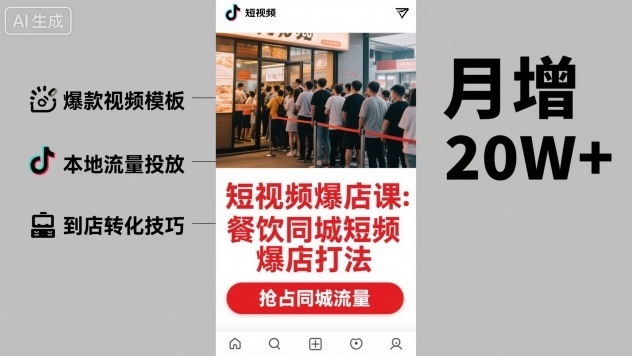 短视频爆店课，餐饮同城短视频爆店打法