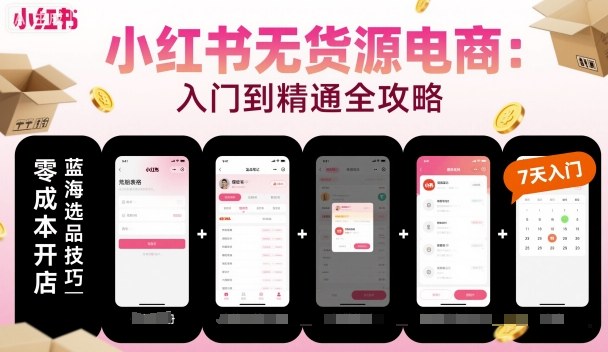 小红书无货源电商,入门到精通,开店+选品+笔记+剪辑+赛道+内容插图 小红书无货源电商,入门到精通,开店+选品+笔记+剪辑+赛道+内容