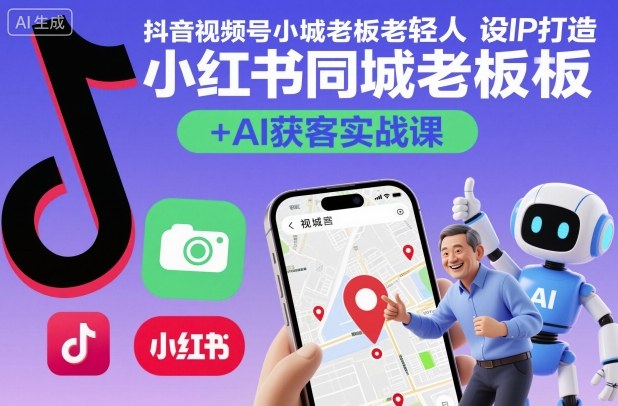 抖音视频号小红书同城老板轻人设IP打造+AI获客实战课,人设打造-算法拆解-拍摄剪辑-内容运营-AI创作插图 抖音视频号小红书同城老板轻人设IP打造+AI获客实战课,人设打造-算法拆解-拍摄剪辑-内容运营-AI创作