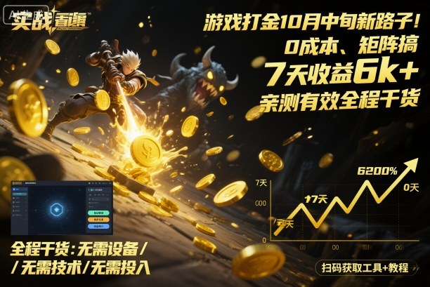 游戏打金10月中旬新路子!0成本、矩阵搞,7天收益6k+,亲测有效全程干货【揭秘】插图 游戏打金10月中旬新路子!0成本、矩阵搞,7天收益6k+,亲测有效全程干货【揭秘】