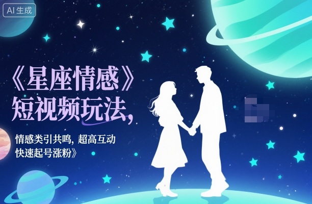 星座情感短视频玩法，情感类引共鸣，超高互动，快速起号涨粉