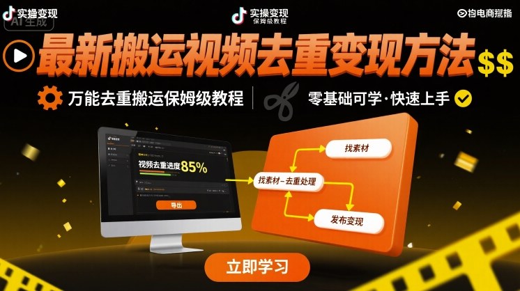 最新搬运视频去重变现方法,万能去重搬运保姆级教程插图 最新搬运视频去重变现方法,万能去重搬运保姆级教程