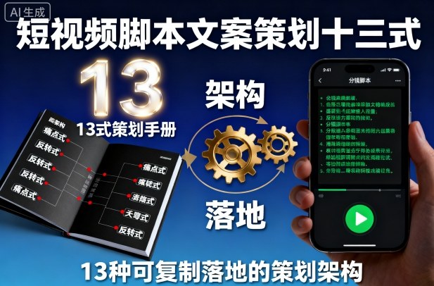 短视频脚本文案策划十三式,13种可复制落地的策划架构插图 短视频脚本文案策划十三式,13种可复制落地的策划架构