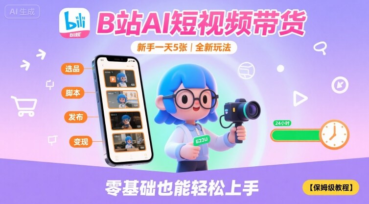 B站AI短视频带货,新手一天5张,全新玩法【保姆级教程】插图 B站AI短视频带货,新手一天5张,全新玩法【保姆级教程】