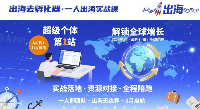 出海去孵化器,一人出海实战课,超级个体第1站,解锁全球增长插图 出海去孵化器,一人出海实战课,超级个体第1站,解锁全球增长