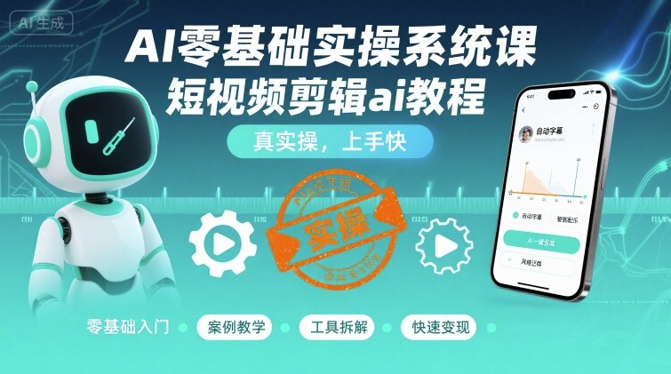 AI零基础实操系统课,短视频剪辑ai教程,真实操,上手快插图 AI零基础实操系统课,短视频剪辑ai教程,真实操,上手快
