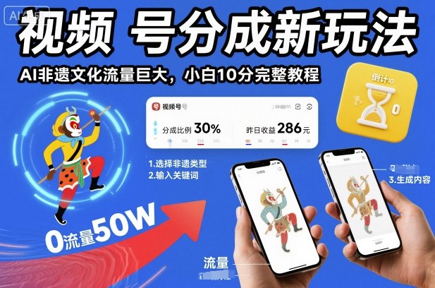 视频号分成新玩法,AI非遗文化流量巨大,小白10分钟搞定,完整教程插图 视频号分成新玩法,AI非遗文化流量巨大,小白10分钟搞定,完整教程