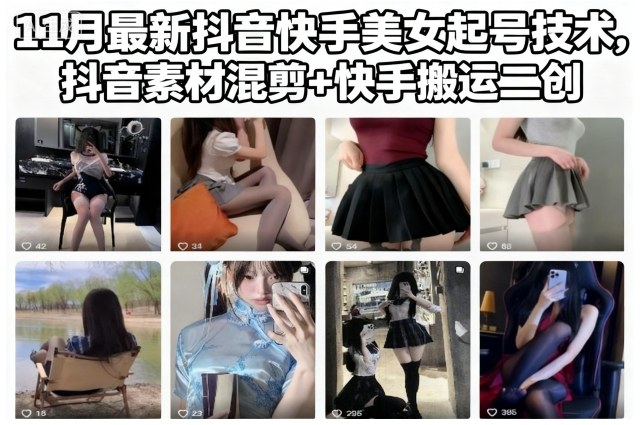 11月最新抖音快手美女起号技术,抖音素材混剪+快手搬运二创插图 11月最新抖音快手美女起号技术,抖音素材混剪+快手搬运二创