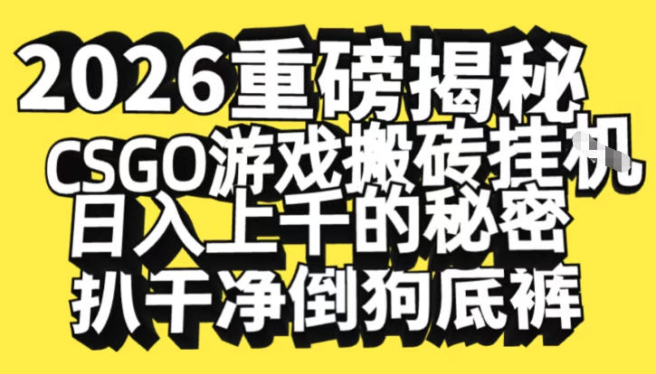 2026开年重磅解密,CSGO游戏搬砖挂G日入1k+的秘密,把倒狗的底裤扒干【揭秘】插图 2026开年重磅解密,CSGO游戏搬砖挂G日入1k+的秘密,把倒狗的底裤扒干【揭秘】