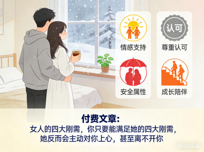 付费文章:女人的四大刚需,你只要能满足她的四大刚需,她反而会主动对你上心,甚至离不开你插图 付费文章:女人的四大刚需,你只要能满足她的四大刚需,她反而会主动对你上心,甚至离不开你