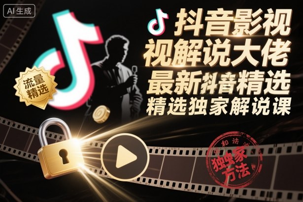 抖音影视解说大佬最新抖音进精选和独家方法，精选独家解说课（更新12月）