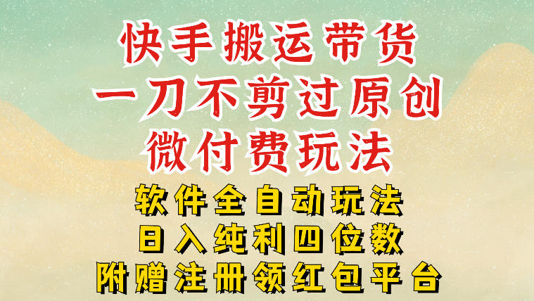 快手搬运带货,一刀不剪过原创,微付费玩法,软件全自动玩法,日入纯利四位数【揭秘】插图 快手搬运带货,一刀不剪过原创,微付费玩法,软件全自动玩法,日入纯利四位数【揭秘】