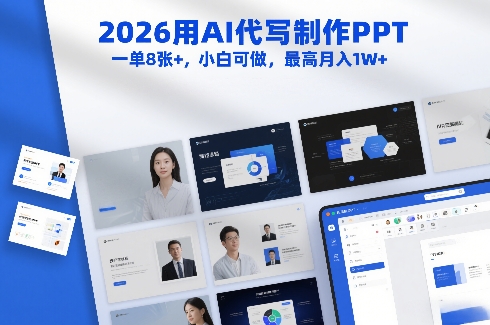 2026用AI代写制作PPT,一单8张+,小白可做,最高月入1W+插图 2026用AI代写制作PPT,一单8张+,小白可做,最高月入1W+
