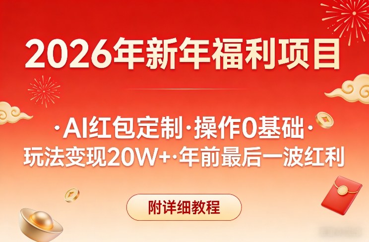 新年福利项目,AI红包定制,操作0基础,玩法变现20W+年前最后一波红利,附详细教程插图 新年福利项目,AI红包定制,操作0基础,玩法变现20W+年前最后一波红利,附详细教程