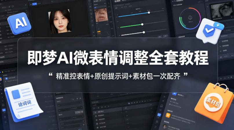 即梦AI微表情调整全套教程,精准控表情+原创提示词+素材包一次配齐插图 即梦AI微表情调整全套教程,精准控表情+原创提示词+素材包一次配齐